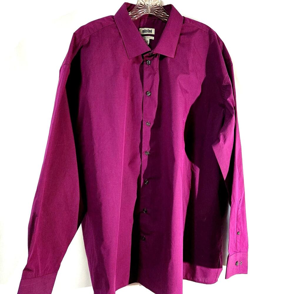Unlisted By Kenneth Cole Shirt Big Fit Men's 2XL 18 34/35 Purple Long Sleeve NEW